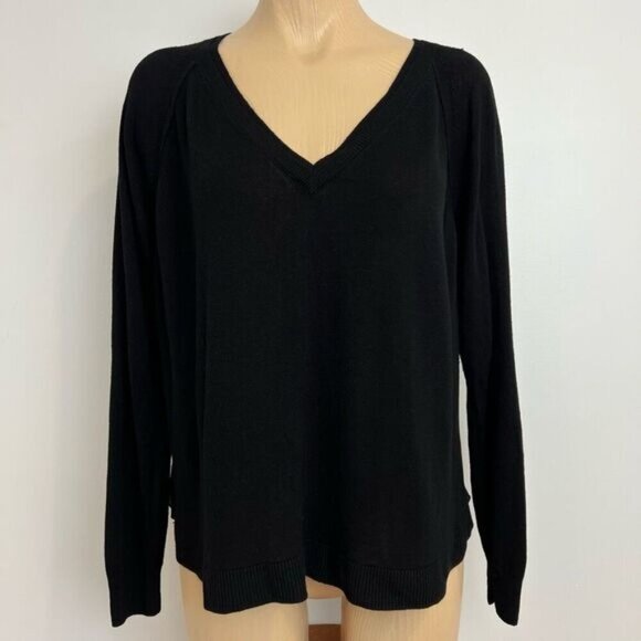 La Fee Marboutee Size 3 Medium Women’s Long Sleeve Black Sweater Sheer Back V - Picture 1 of 16